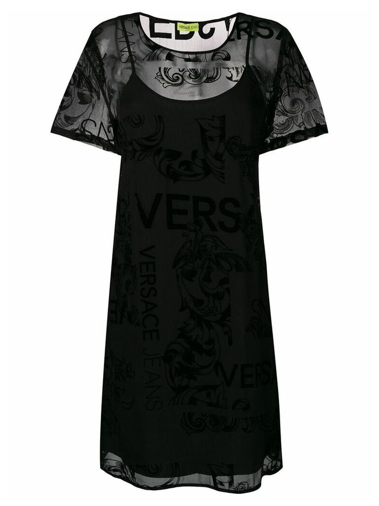 Versace Jeans Couture baroque sheer overlay dress - Black