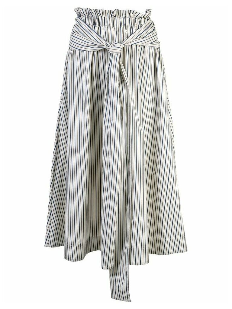 Rosetta Getty striped flared midi skirt - White