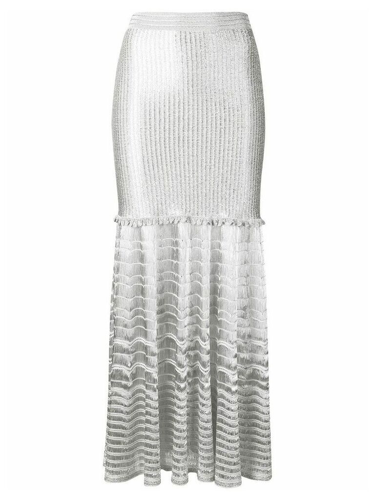 Alexander McQueen metallic knitted skirt - SILVER