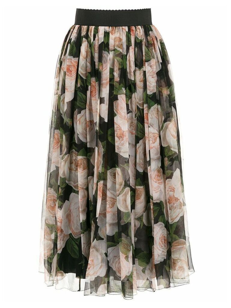 Dolce & Gabbana roses print flared skirt - Multicolour