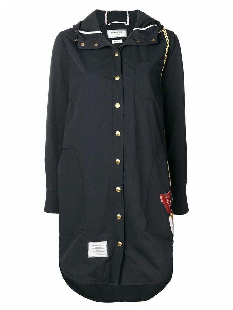 Thom Browne Duck Bag Patch Hooded Shirtdress - Blue