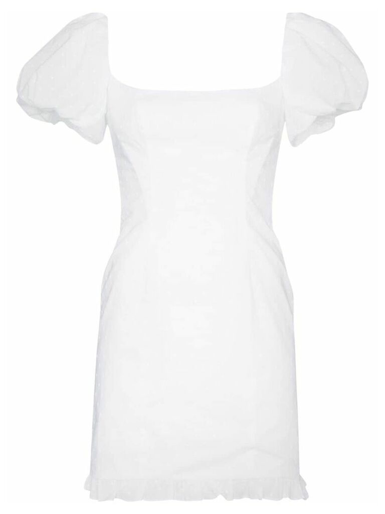 De La Vali Koko puff sleeve square neck cotton mini dress - White