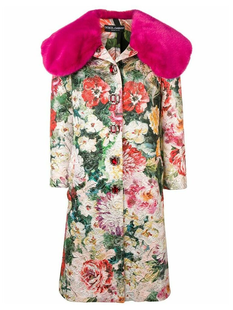 Dolce & Gabbana jacquard single breasted coat - PINK