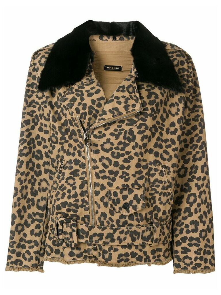 Simonetta Ravizza leopard print denim jacket - Brown