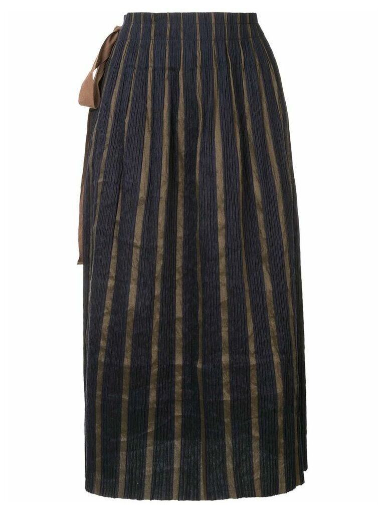 Uma Wang knot-detail pleated skirt - Blue