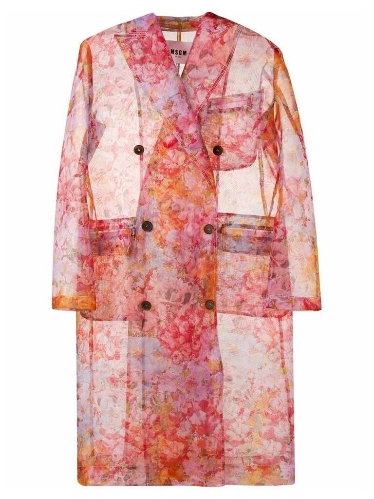 MSGM double breasted floral coat - PINK