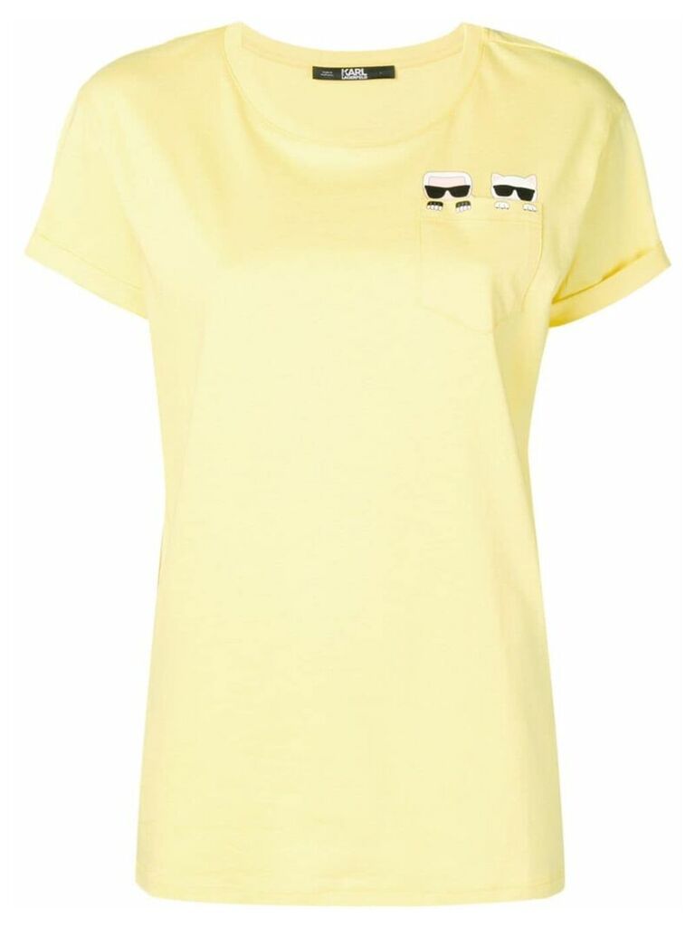 Karl Lagerfeld Ikonk Karl & Choupette pocket T-shirt - Yellow
