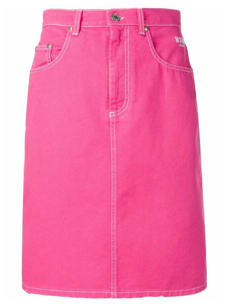 MSGM contrast stitch denim skirt - PINK