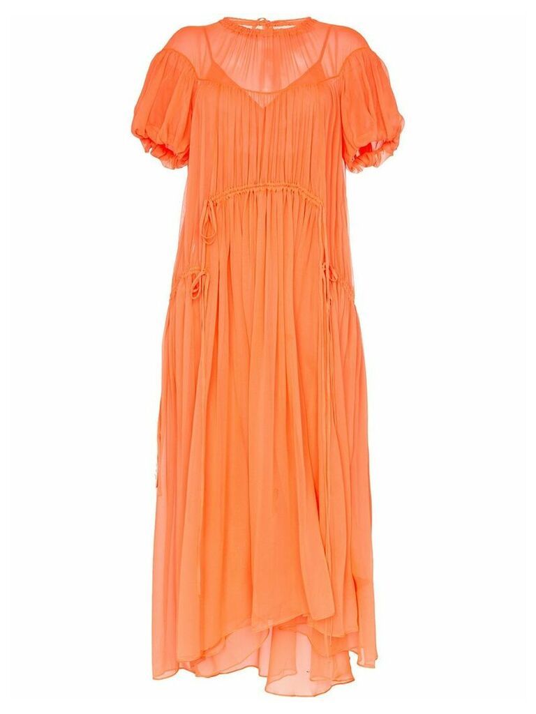 Lee Mathews Emily ruched detail silk maxi dress - Orange