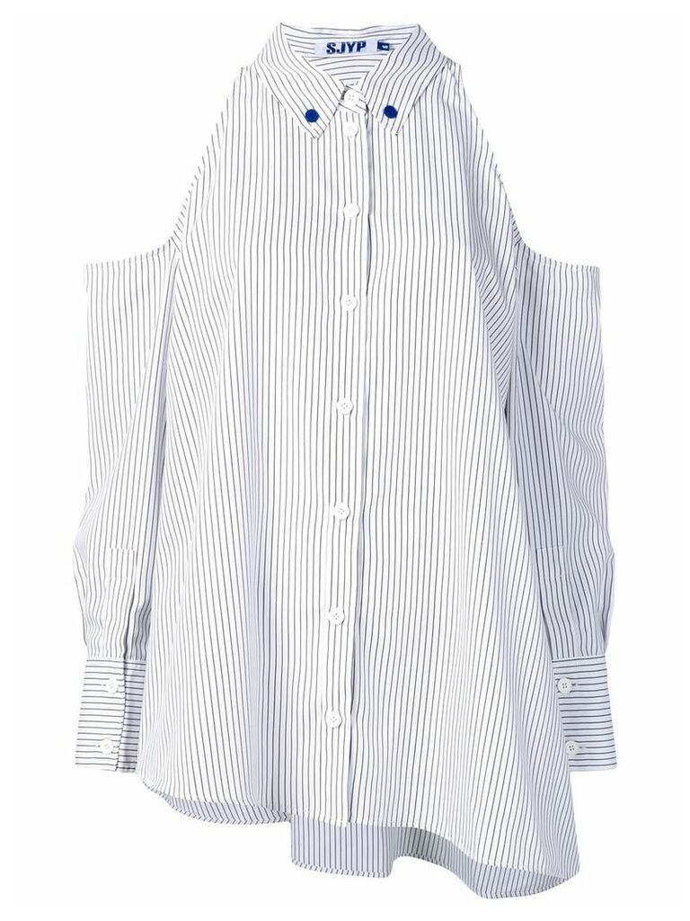 SJYP striped cold-shoulder shirt - White