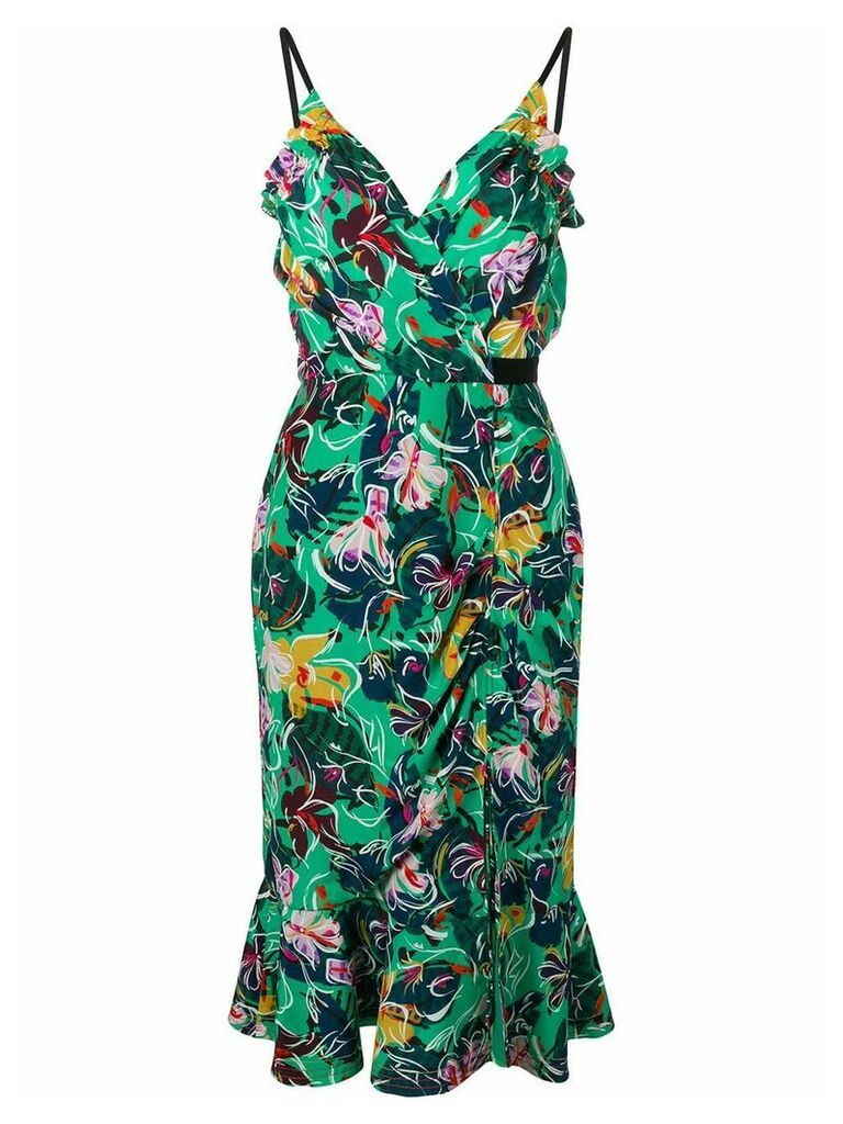 Saloni floral print peplum dress - Green