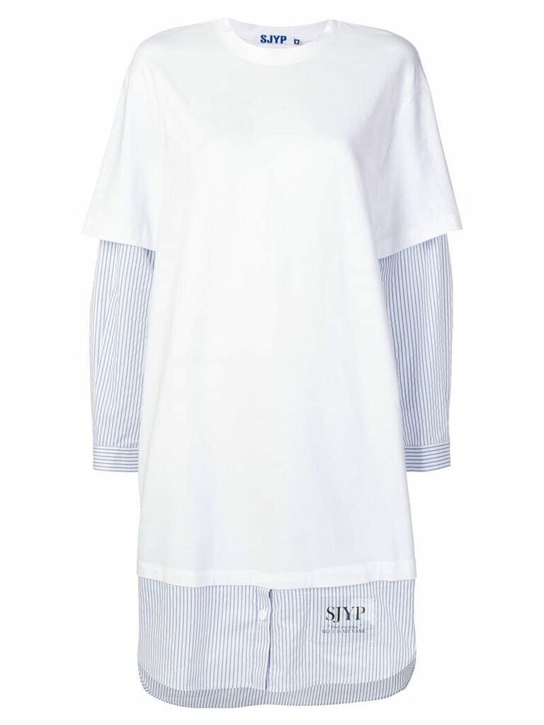 SJYP T-shirt over shirt dress - White