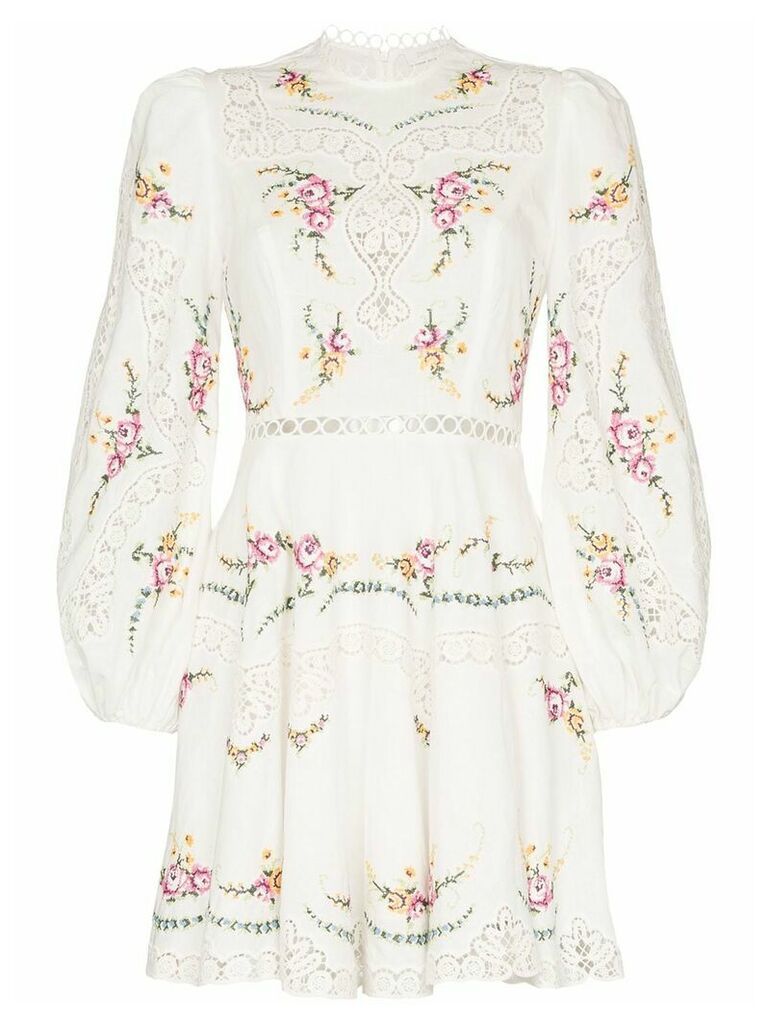 Zimmermann Allia floral print mini dress - White