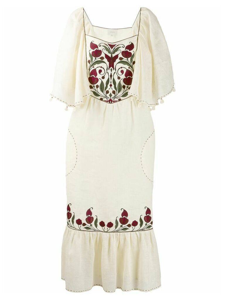Sleeping Gypsy embroidered front dress - NEUTRALS