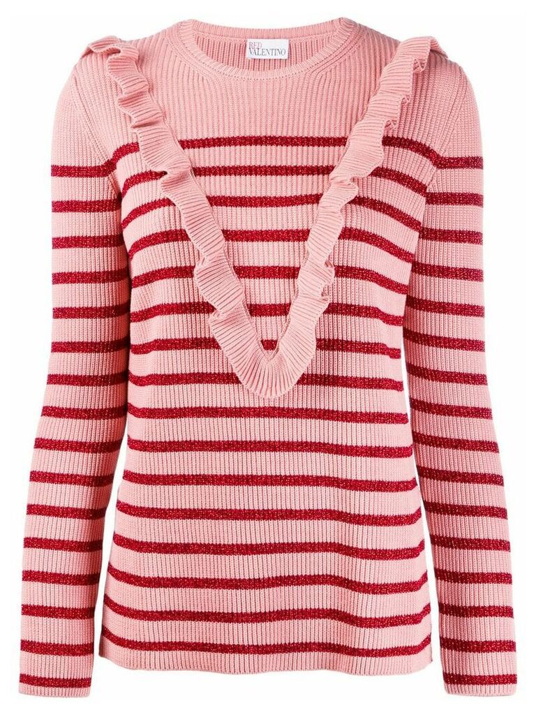 Red Valentino glitter stripe jumper - PINK