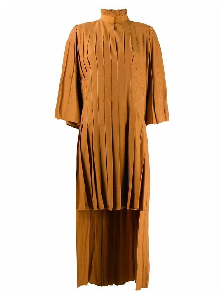 Atu Body Couture asymmetric pleated dress - NEUTRALS