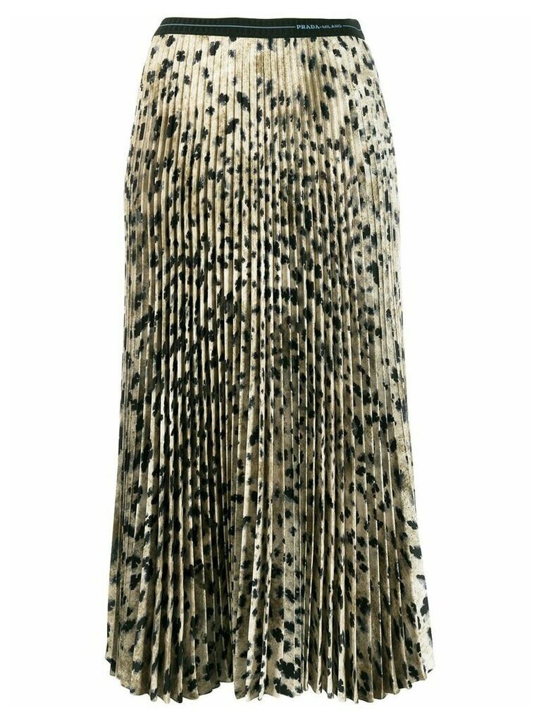 Prada pleated leopard print skirt - NEUTRALS