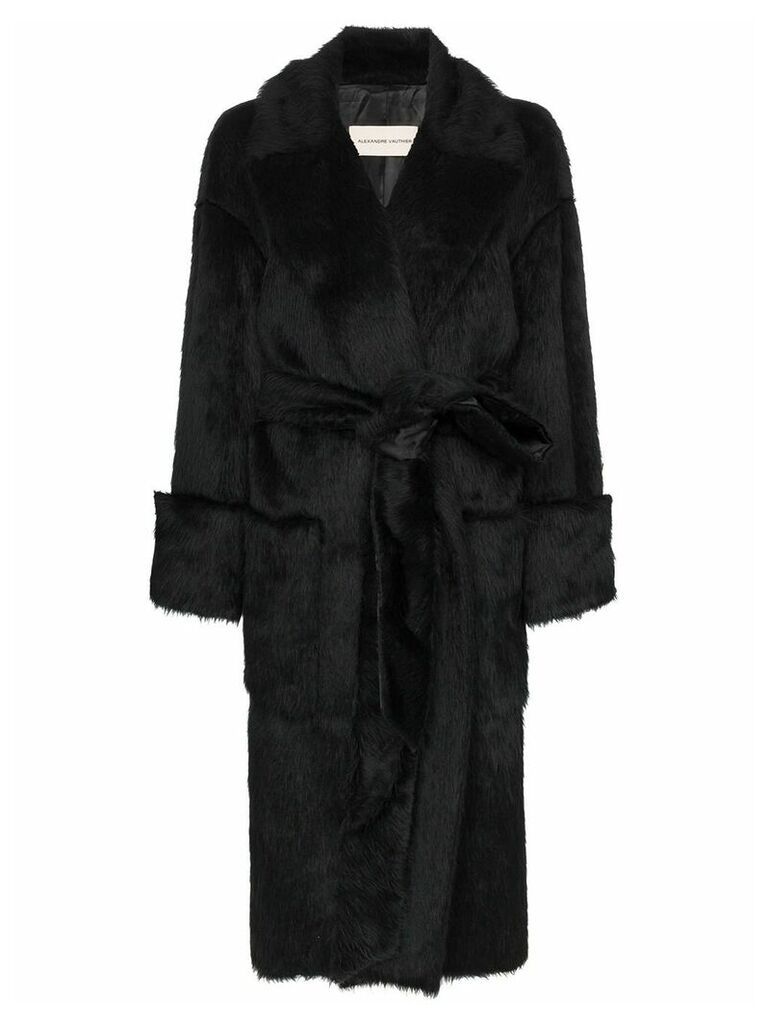 Alexandre Vauthier faux fur belted coat - Black