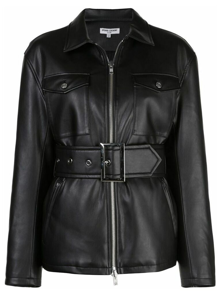 Opening Ceremony belted faux leather jacket - Black