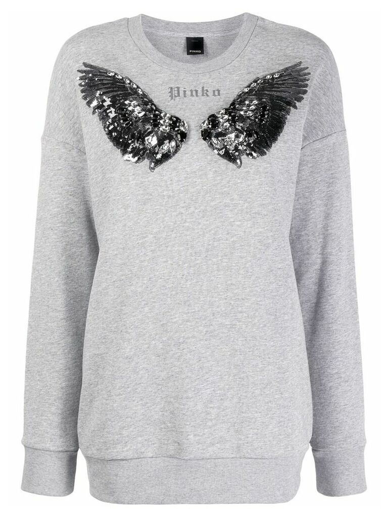 Pinko sequinned wing sweatshirt - Grey