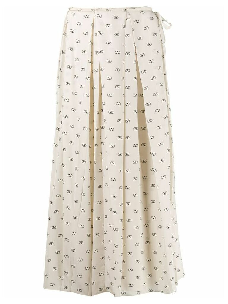 Valentino Vlogo print pleated skirt - NEUTRALS
