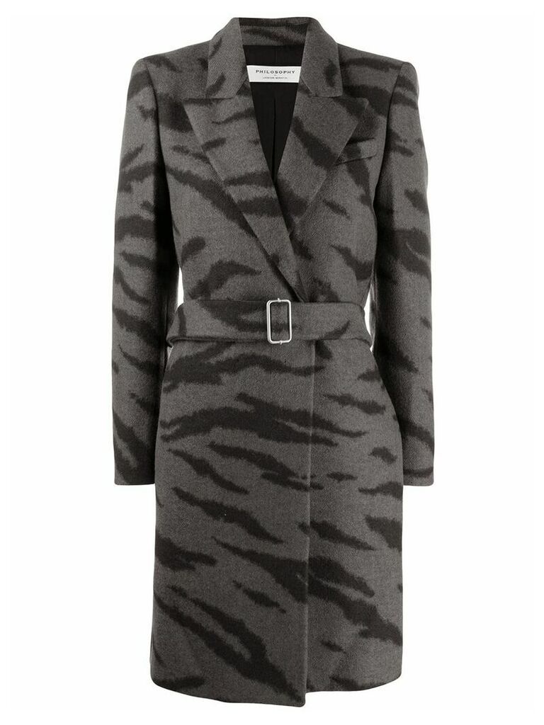 Philosophy Di Lorenzo Serafini tiger-print belted coat - Black