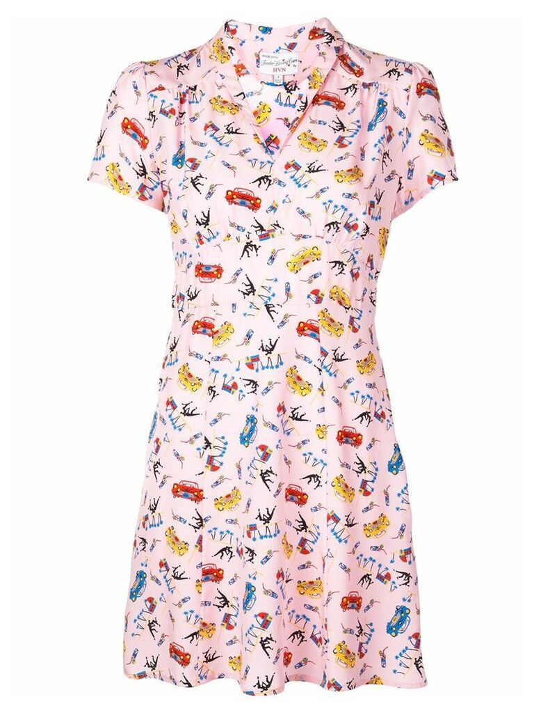 HVN car print dress - PINK
