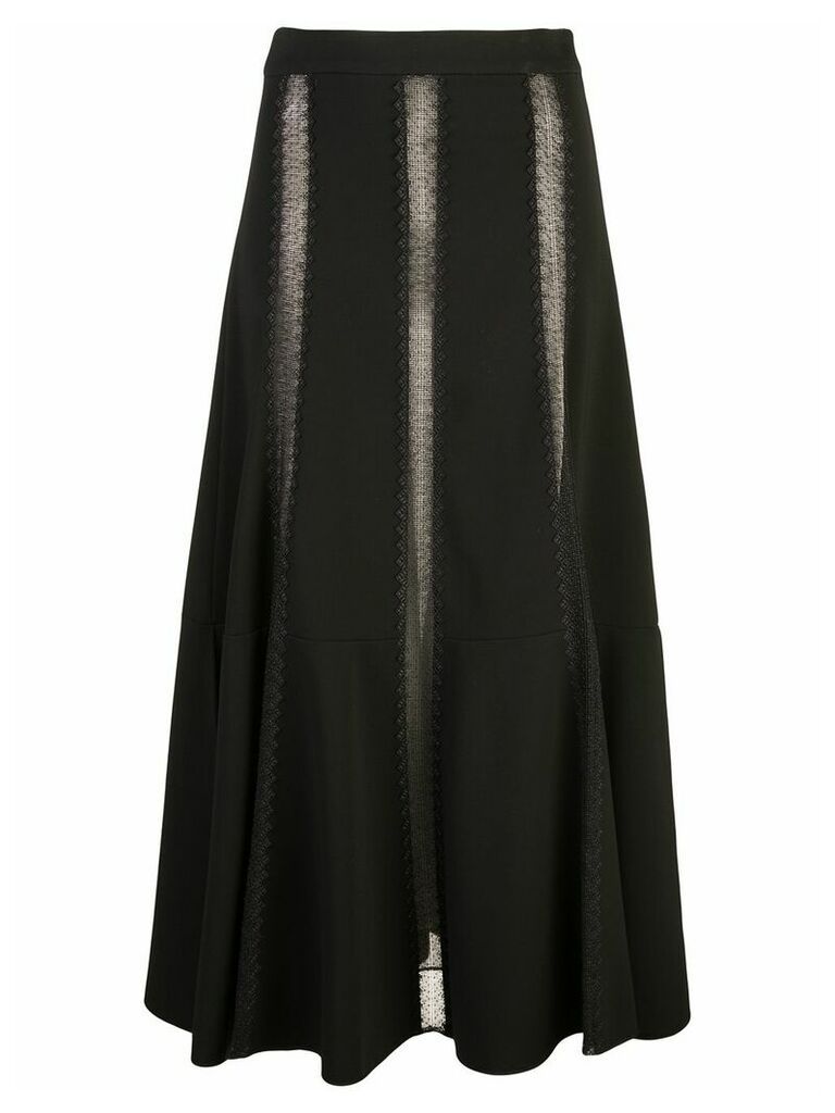 Derek Lam lace-insert flared skirt - Black