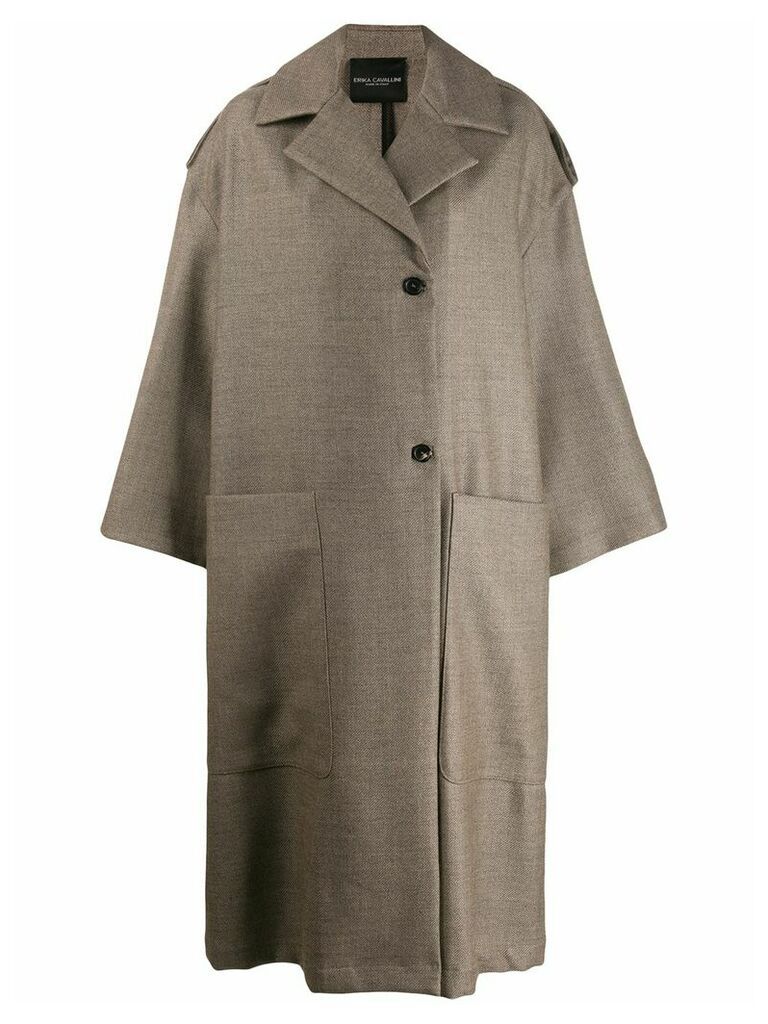 Erika Cavallini oversized wool coat - Brown