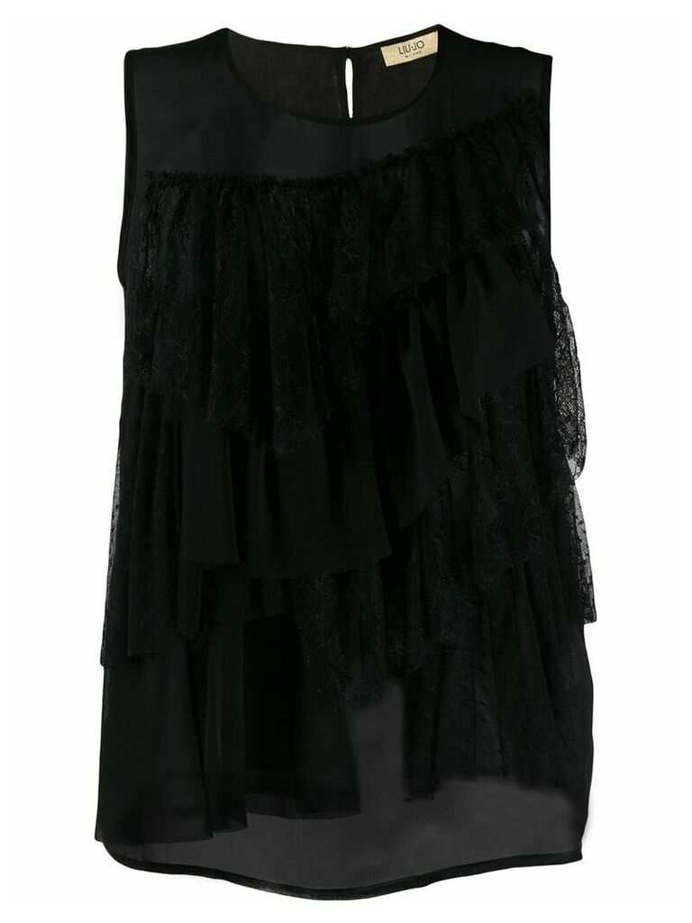 LIU JO sleeveless ruffled blouse - Black