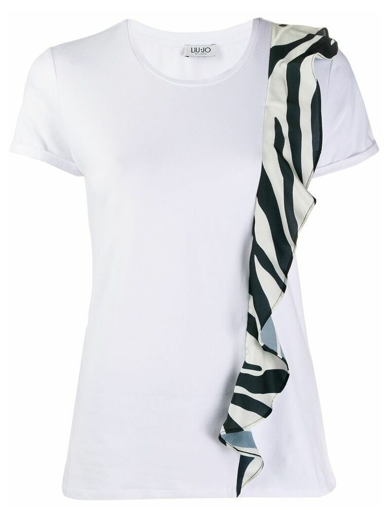 LIU JO zebra frill detail T-shirt - White