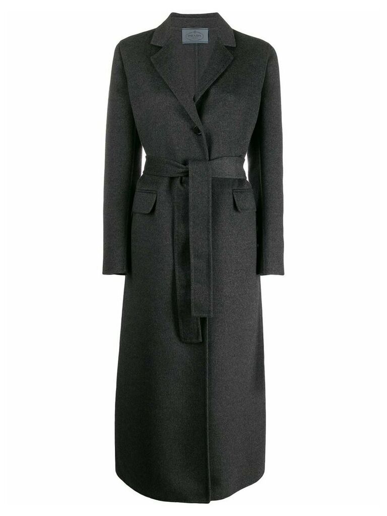 Prada belted button-front coat - Grey