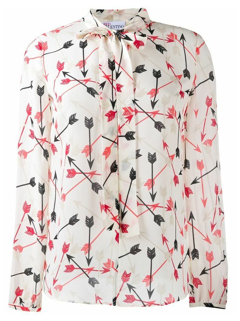 RedValentino arrow-print pussy-bow blouse - NEUTRALS