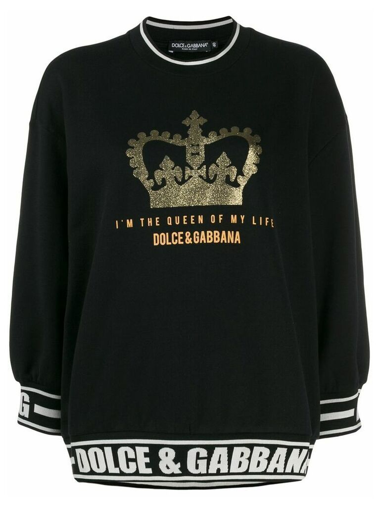 Dolce & Gabbana quote short three-quarter sleeved sweater - Black