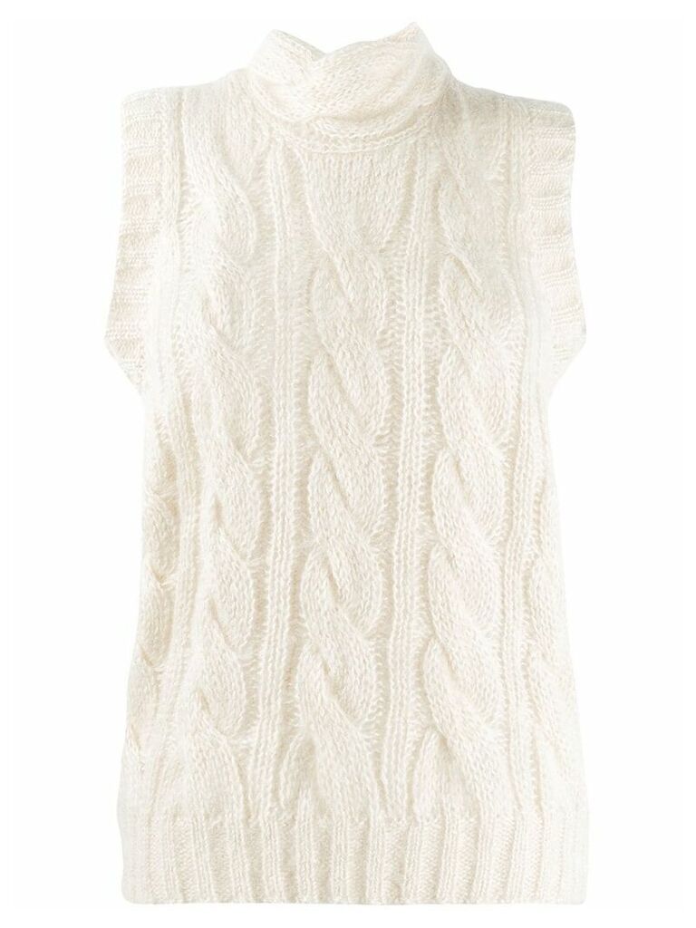 Prada cable knit vest - White