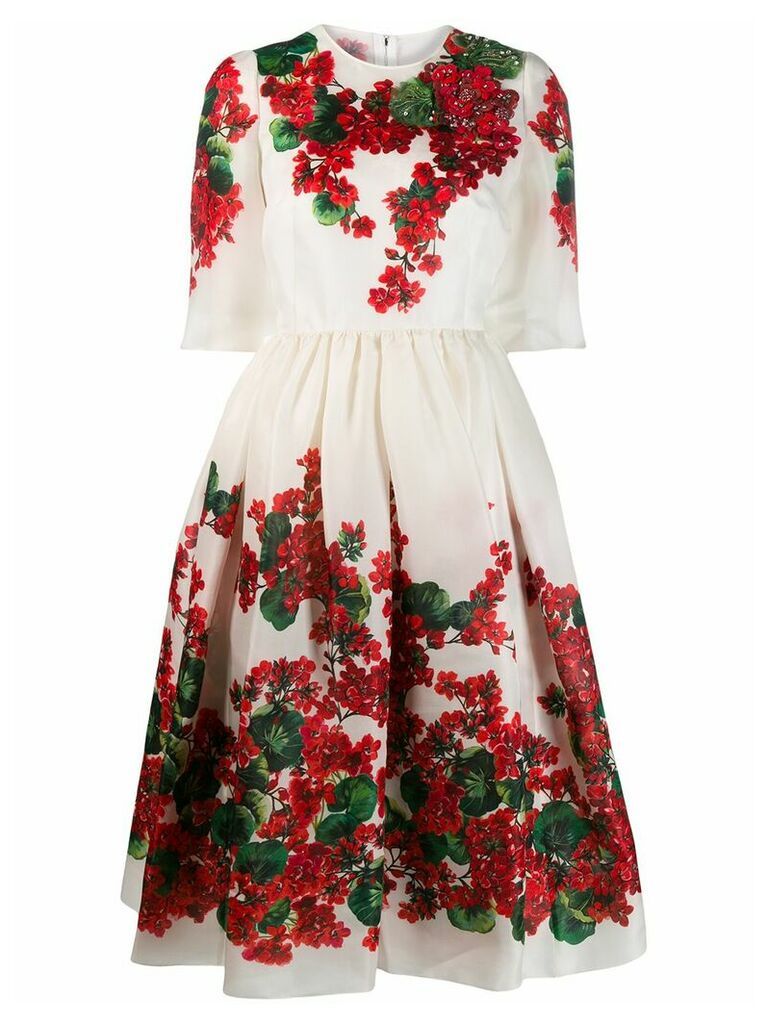 Dolce & Gabbana floral print midi dress - White