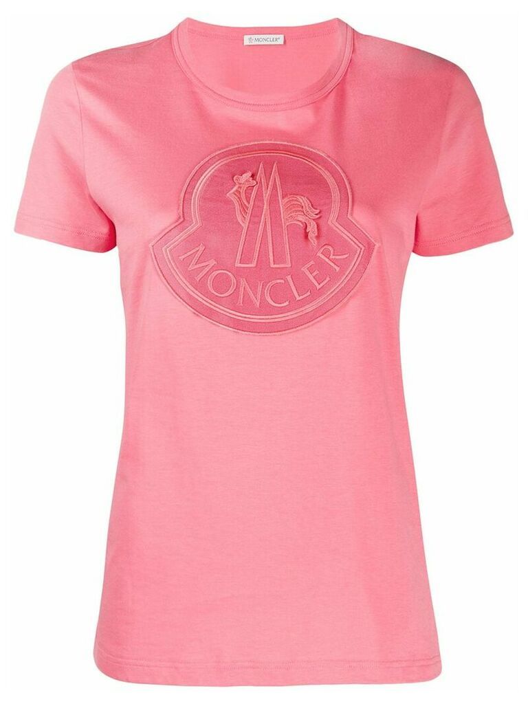 Moncler embroidered logo patch T-shirt - PINK