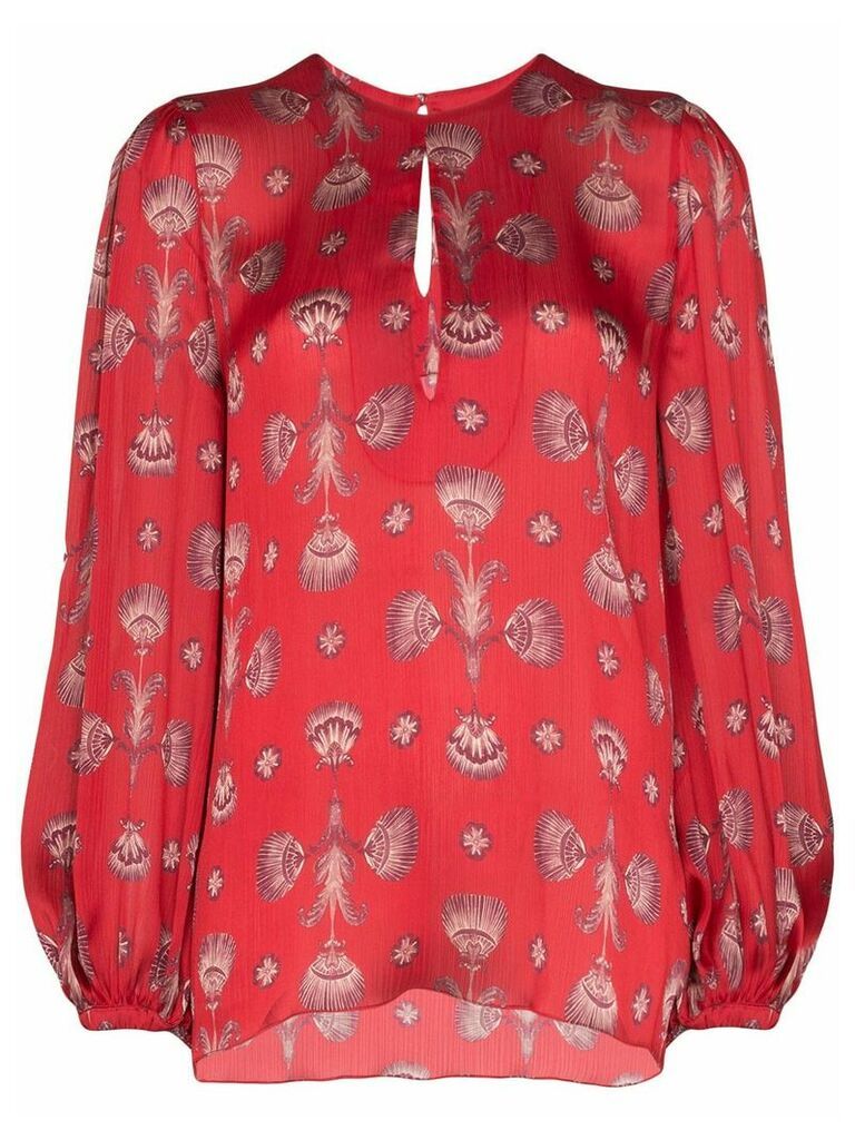 Johanna Ortiz living coral shell print blouse - Red