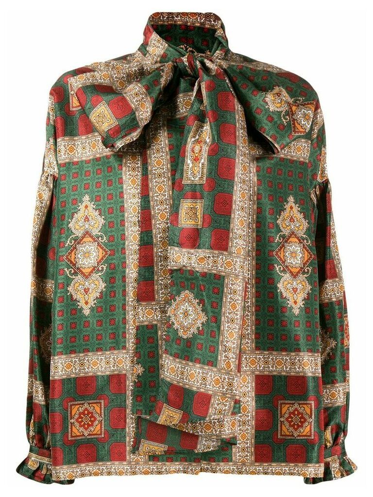 Etro oversized pussy bow blouse - Green