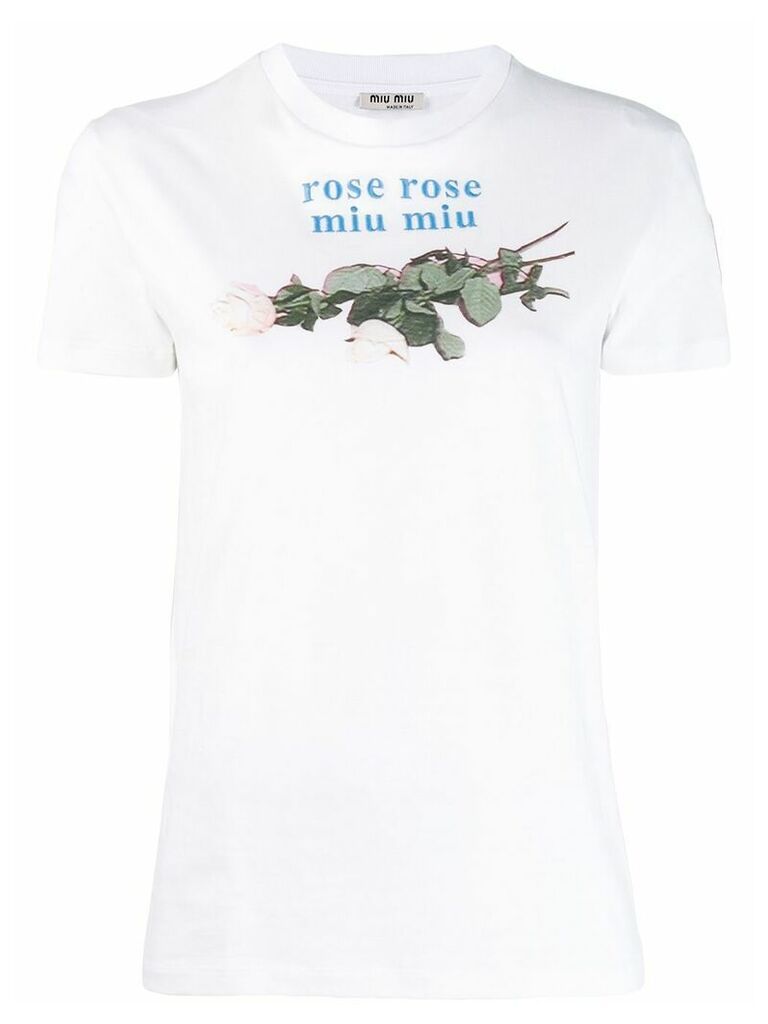 Miu Miu rose print T-shirt - White