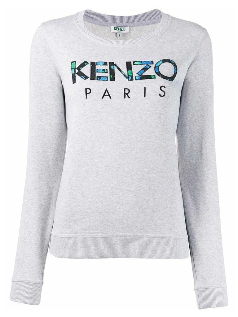 Kenzo embroidered floral-print logo sweatshirt - Grey