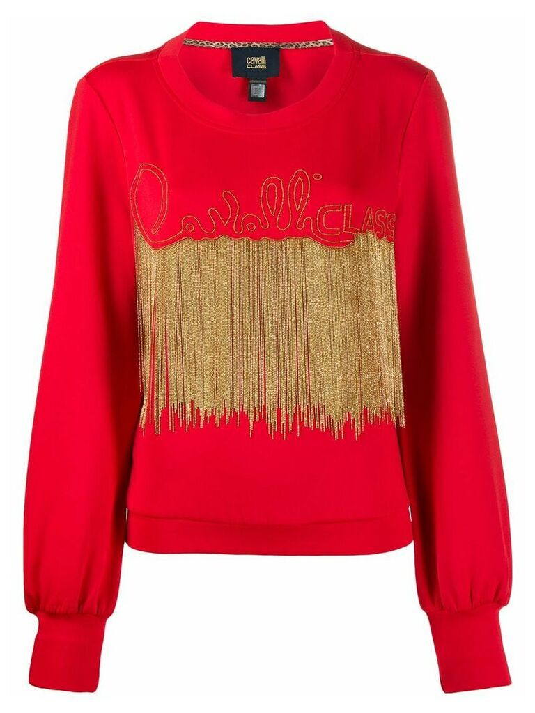 Cavalli Class bead-embellished sweatshirt - Red
