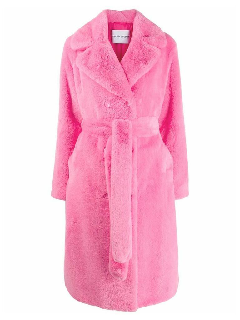 Stand Studio belted double-breasted coat - PINK