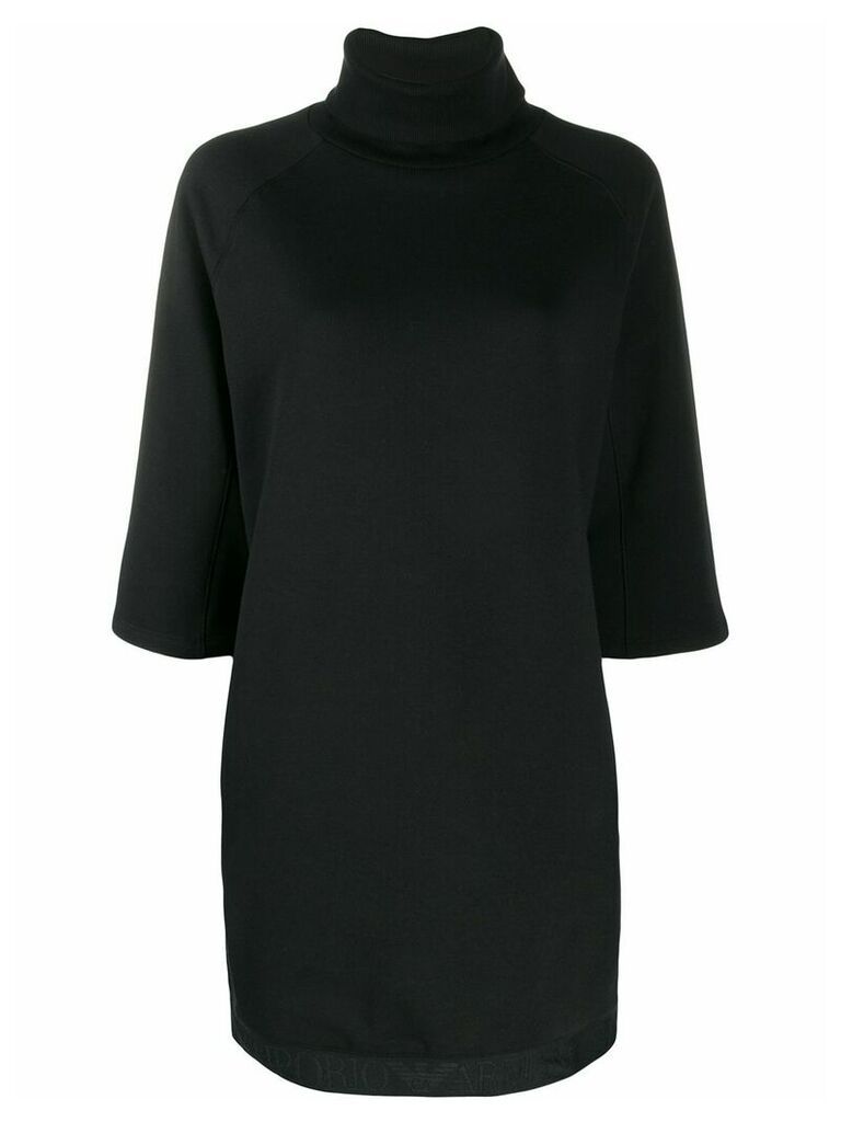 Emporio Armani roll neck sweatshirt dress - Black