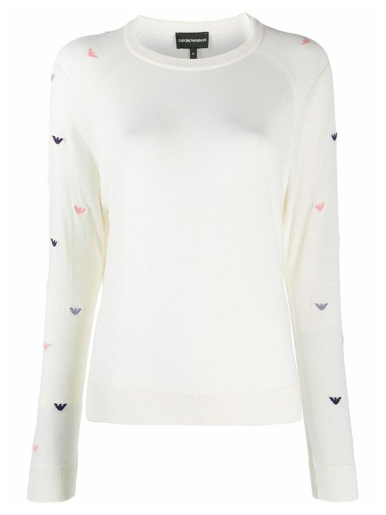 Emporio Armani logo-embroidered jumper - White