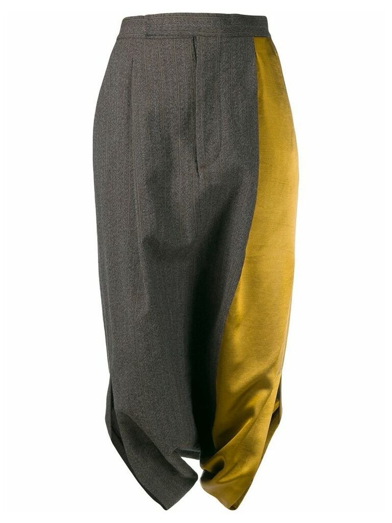 Uma Wang colourblock panelled midi skirt - Grey
