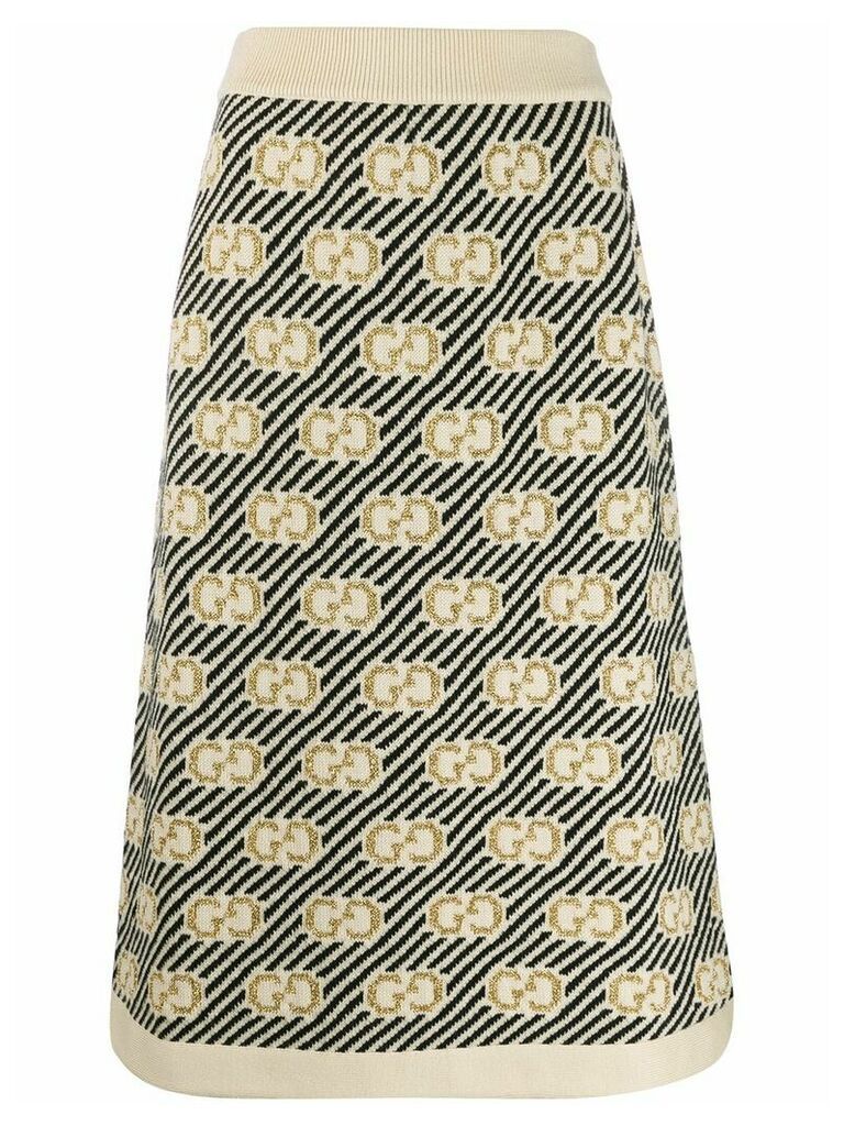 Gucci GG stripe wool jacquard skirt - NEUTRALS