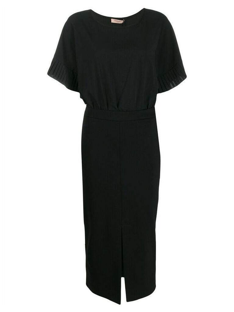 Twin-Set pleated sleeve dress - Black