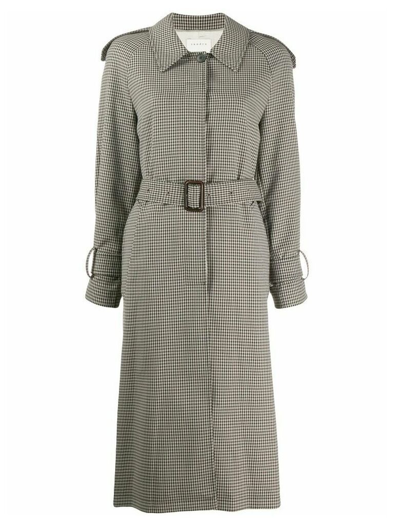 Sandro Paris checked trench coat - Brown