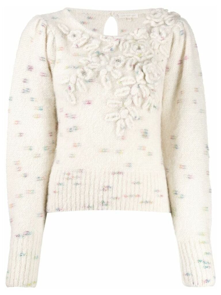 Love Shack Fancy fitted embroidered jumper - Neutrals